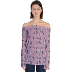 Insects pattern Off Shoulder Long Sleeve Top