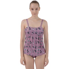 Insects pattern Twist Front Tankini Set