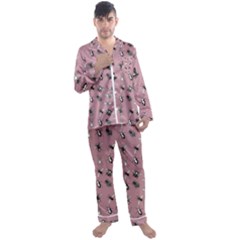 Insects pattern Men s Long Sleeve Satin Pajamas Set