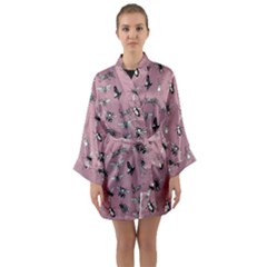 Insects pattern Long Sleeve Satin Kimono