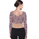 Insects pattern Velvet Long Sleeve Crop Top View2