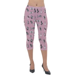 Insects pattern Lightweight Velour Capri Leggings 