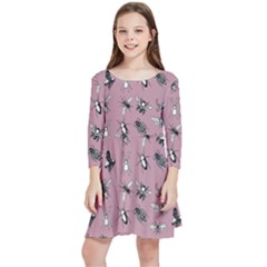 Insects pattern Kids  Quarter Sleeve Skater Dress