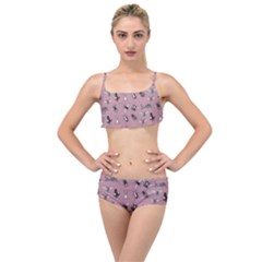 Insects pattern Layered Top Bikini Set