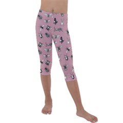 Insects pattern Kids  Lightweight Velour Capri Leggings 