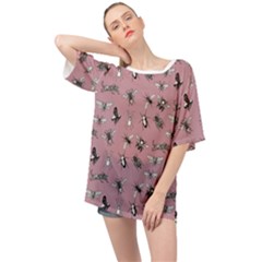 Insects Pattern Oversized Chiffon Top by Valentinaart