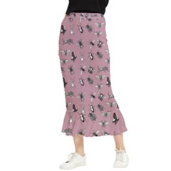 Insects pattern Maxi Fishtail Chiffon Skirt