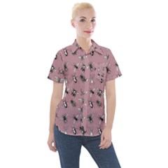 Insects pattern Women s Short Sleeve Pocket Shirt