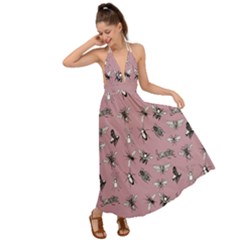 Insects pattern Backless Maxi Beach Dress