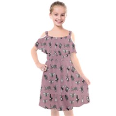 Insects pattern Kids  Cut Out Shoulders Chiffon Dress