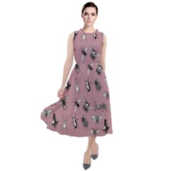 Insects pattern Round Neck Boho Dress