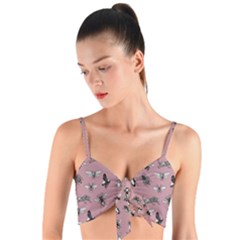 Insects pattern Woven Tie Front Bralet