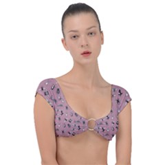 Insects pattern Cap Sleeve Ring Bikini Top