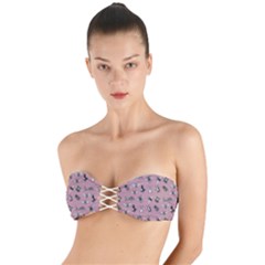 Insects pattern Twist Bandeau Bikini Top