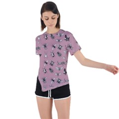 Insects pattern Asymmetrical Short Sleeve Sports Tee