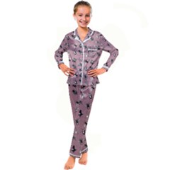 Insects pattern Kid s Satin Long Sleeve Pajamas Set