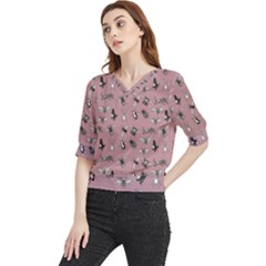 Insects pattern Quarter Sleeve Blouse