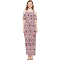 Insects pattern Draped Sleeveless Chiffon Jumpsuit