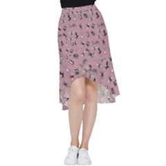 Insects pattern Frill Hi Low Chiffon Skirt