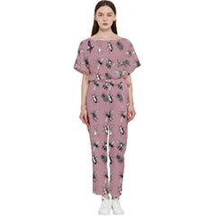 Insects pattern Batwing Lightweight Chiffon Jumpsuit