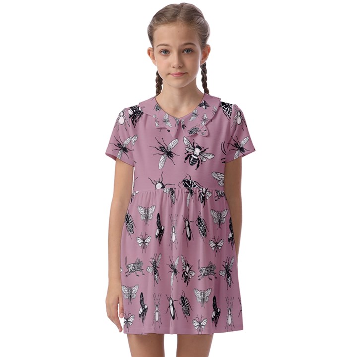 Insects pattern Kids  Asymmetric Collar Dress