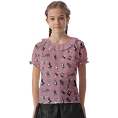 Insects pattern Kids  Frill Chiffon Blouse