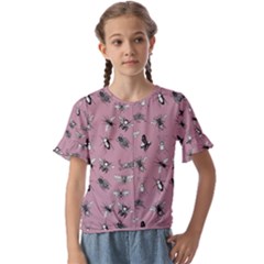 Insects pattern Kids  Cuff Sleeve Scrunch Bottom Tee