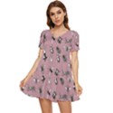 Insects pattern Tiered Short Sleeve Babydoll Dress View1