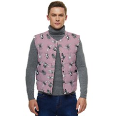 Insects Pattern Men s Short Button Up Puffer Vest	