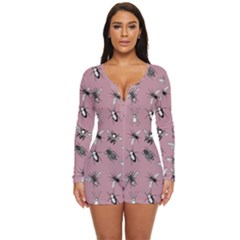 Insects pattern Long Sleeve Boyleg Swimsuit