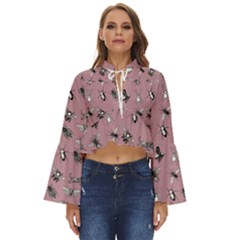 Insects Pattern Boho Long Bell Sleeve Top