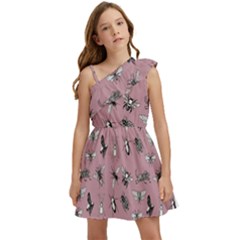 Insects pattern Kids  One Shoulder Party Dress