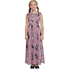 Insects pattern Kids  Satin Sleeveless Maxi Dress