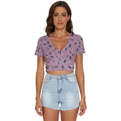 Insects pattern V-Neck Crop Top