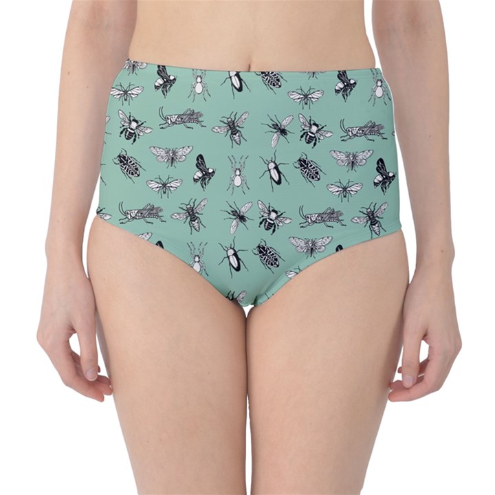 Insects pattern Classic High-Waist Bikini Bottoms