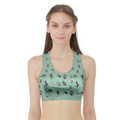 Insects Pattern Sports Bra With Border by Valentinaart