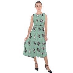 Insects Pattern Midi Tie-back Chiffon Dress by Valentinaart