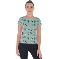 Insects Pattern Short Sleeve Sports Top  by Valentinaart