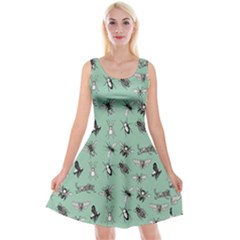 Insects Pattern Reversible Velvet Sleeveless Dress