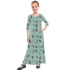 Insects Pattern Kids  Quarter Sleeve Maxi Dress by Valentinaart