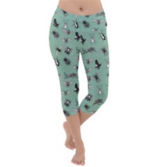 Insects Pattern Lightweight Velour Capri Yoga Leggings by Valentinaart