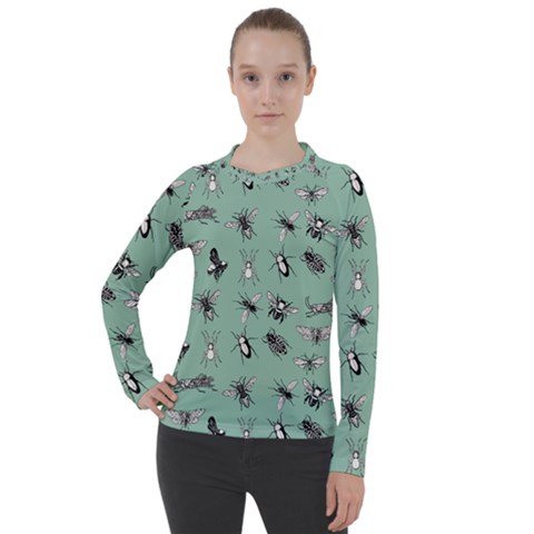 Insects Pattern Women s Pique Long Sleeve Tee by Valentinaart