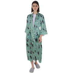 Insects Pattern Maxi Satin Kimono by Valentinaart