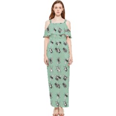 Insects Pattern Draped Sleeveless Chiffon Jumpsuit by Valentinaart