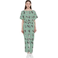 Insects Pattern Batwing Lightweight Chiffon Jumpsuit by Valentinaart