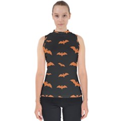 Bat Pattern Mock Neck Shell Top by Valentinaart