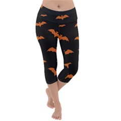 Bat Pattern Lightweight Velour Capri Yoga Leggings by Valentinaart