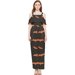 Bat Pattern Draped Sleeveless Chiffon Jumpsuit by Valentinaart