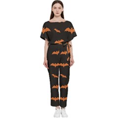 Bat Pattern Batwing Lightweight Chiffon Jumpsuit by Valentinaart