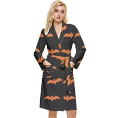 Bat Pattern Long Sleeve Velour Robe by Valentinaart